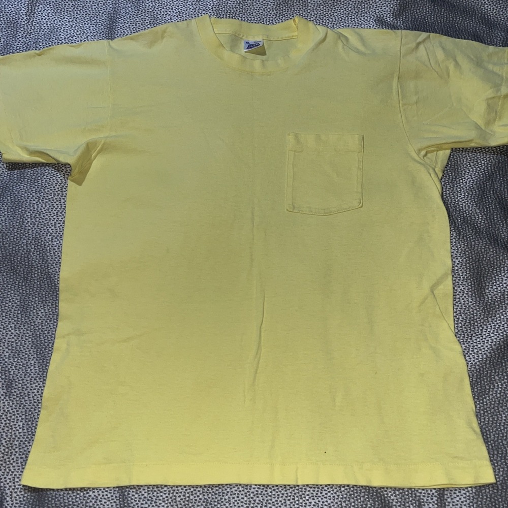 Vintage BVD Pocket T-Shirt Size XL Blank Yellow Single Stitch